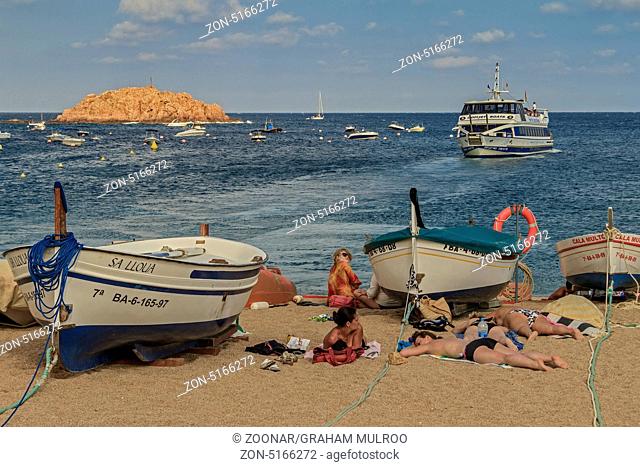 Sunbathers On The Beach Tossa De Mar Spain