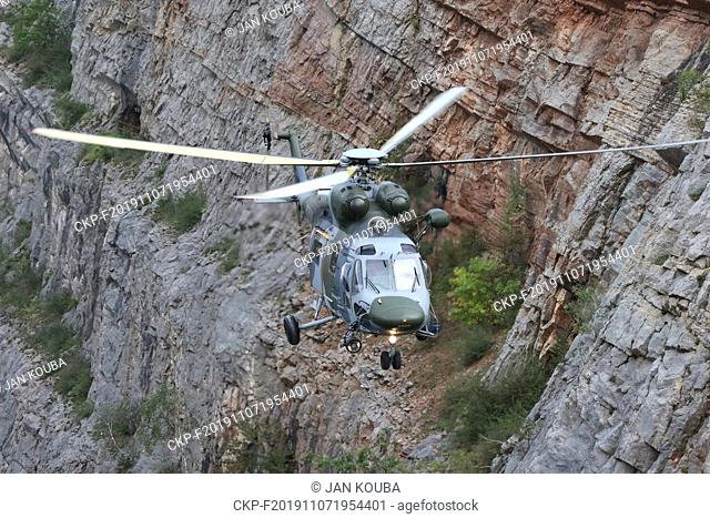 Czech Air Force Search and Rescue System's W-3A SOKOL, multipurpose two-engine turbo-shaft rescue helicopter at Big America, Czech Grand Canyon