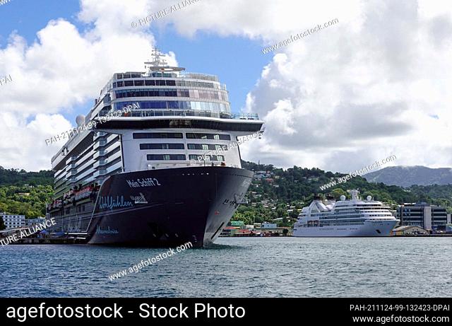 01 November 2021, United Kingdom, Castries: The cruise ship ""Mein Schiff 2"" is moored in the port of the island's capital for a day during a stop on the...