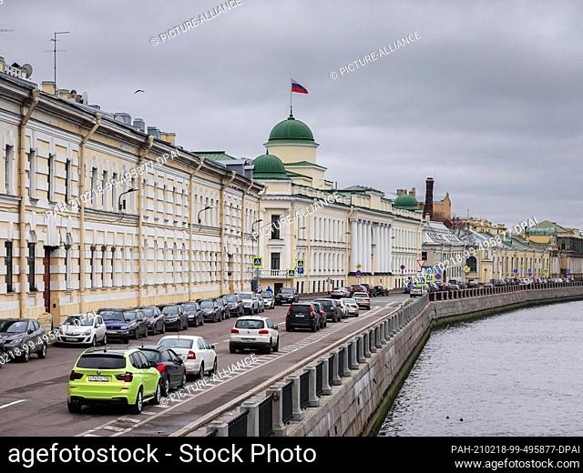 05 November 2019, Russia, St. Petersburg: Leningrad Regional Court Building is located on the Fontanka River. Formerly the building of the Imperial College