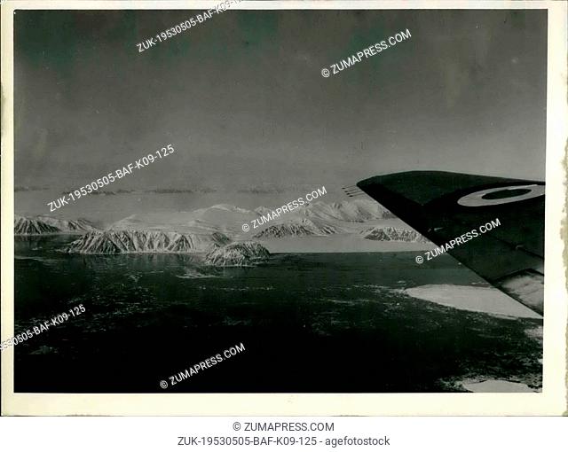 May 05, 1953 - British Official Photograph (Air Ministry) Crown Copyright Reserved. FLYING OVER THE NORTH POLE: Two Hastings aircraft of the Royal Air Force...