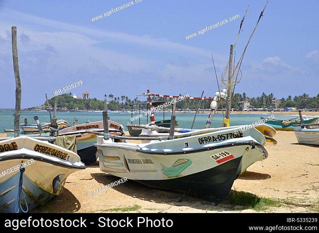 Boats, Beach, Unawatuna, Sri Lanka, Asia