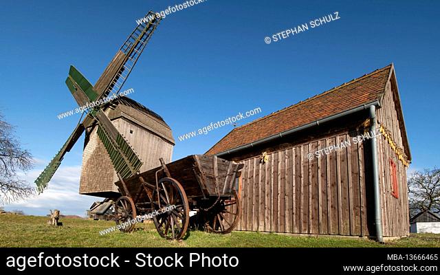 Germany, Saxony-Anhalt, Wolmirstedt, Auerbachsmühle, post mill, built in 1842 by the Auerbach family of millers