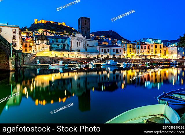 The old town of the village of Bosa situated on the river Temo in Sardinia