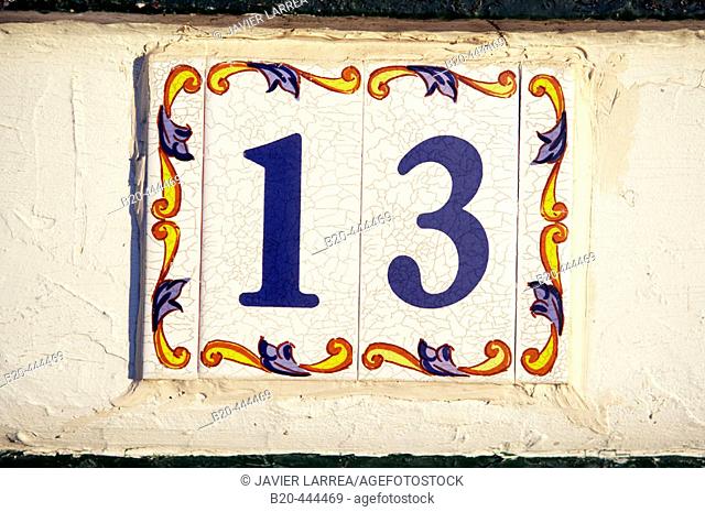 Tiles. Number 13. Hendaye. Aquitaine. France