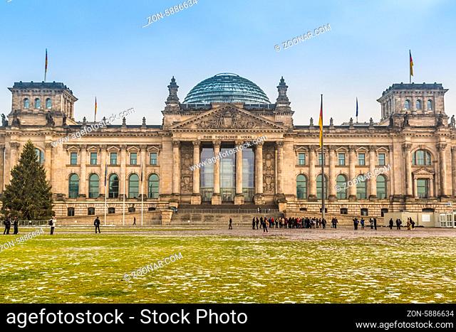 BERLIN, GERMANY - DECEMBER, 23: The Reichstag building in Berlin, Germany on December 23, 2012 It was opened in 1894 as a Parliament of the German Empire and...
