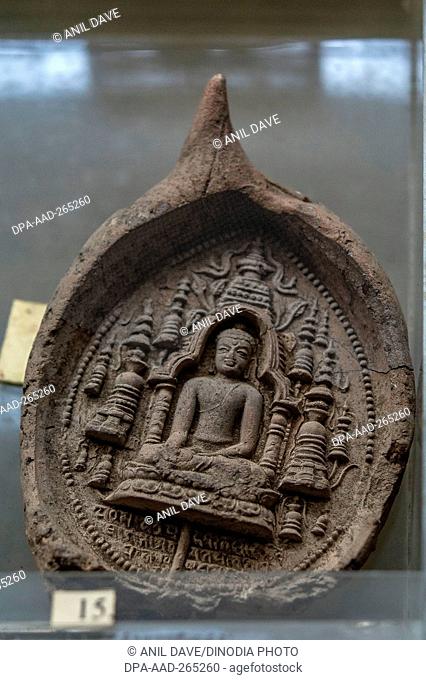 terracotta Buddha statue in Baroda Museum and Picture Gallery, Gujarat, India, Asia