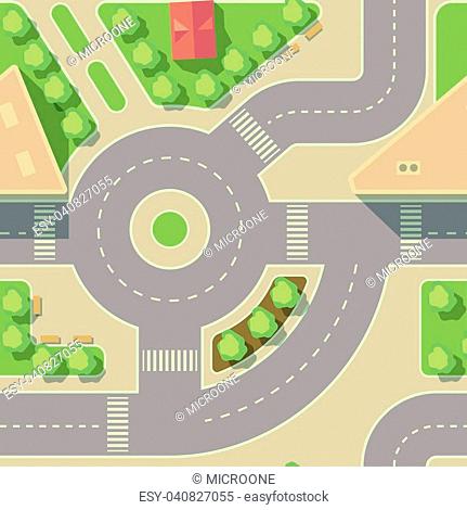 Vector background road intercharge and round. Traffic urban city road illustration