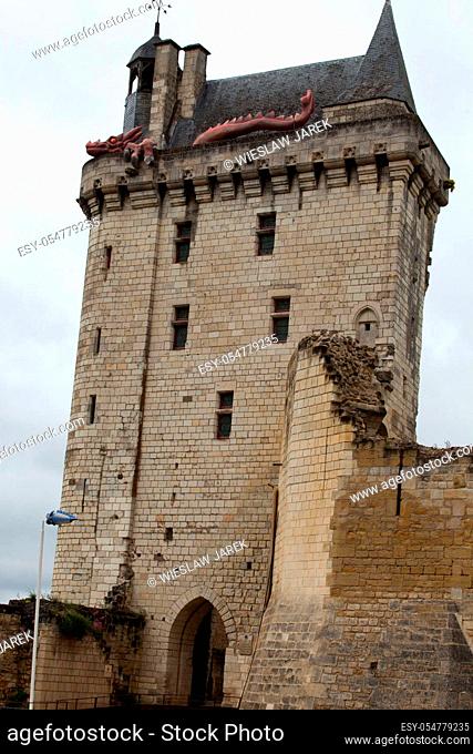 Castle of Chinon - La Tour de l'Horloge/ clock tower/. Loire Valley
