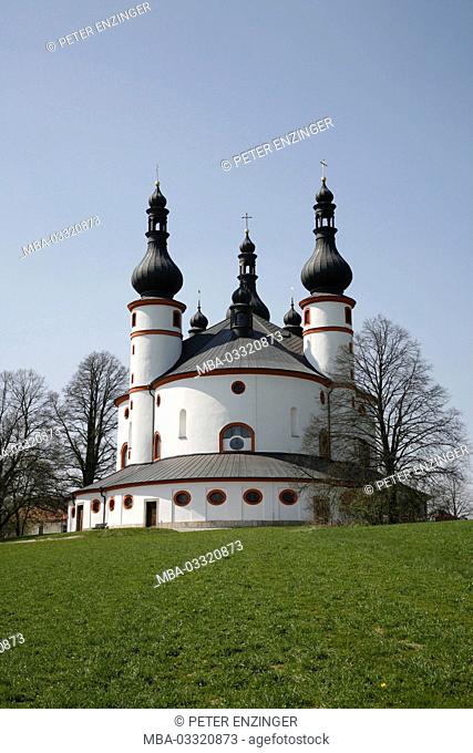 Germany, Bavaria, Upper Palatinate, Waldsassen, Dreifaltigkeitskirche Kappl (Trinity Church of Kappl), outside view
