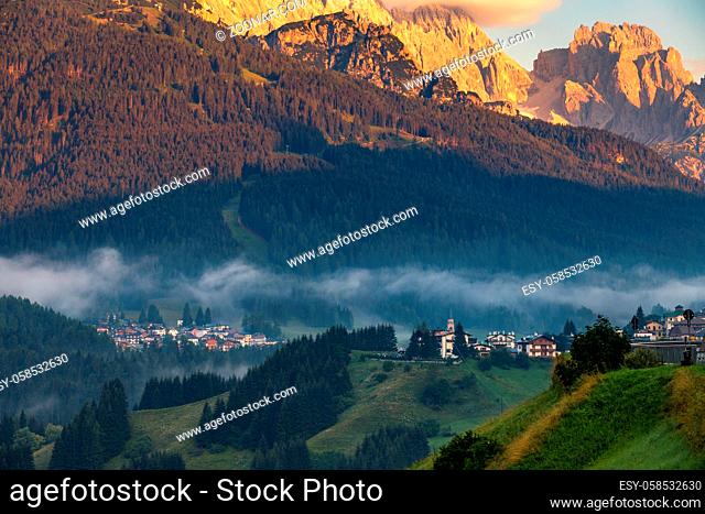 CANDIDE, VENETO/ITALY - AUGUST 10 : Sunrise in the Dolomites at Candide, Veneto, Italy on August 10, 2020