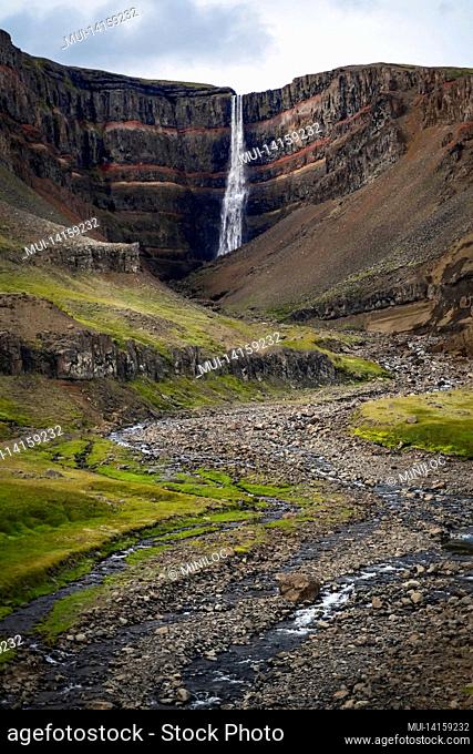 beautiful hengifoss waterfall in iceland