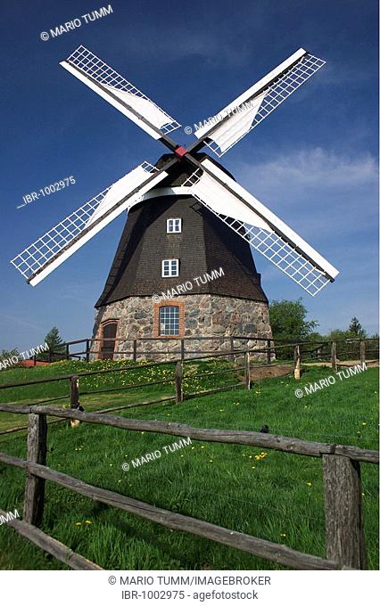 Dutch Windmill in Woldegk, Mecklenburg-Strelitz, Mecklenburg-Western Pomerania, Germany, Europe