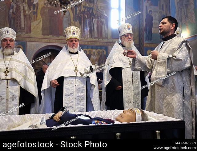 RUSSIA, KEMEROVO - NOVEMBER 22, 2023: A burial service for Aman Tuleyev, Kemerovo Region Governor in 1997-2018, takes place at Our Lady of the Sign Cathedral
