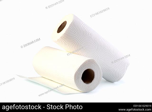 Paper towel roll on white background