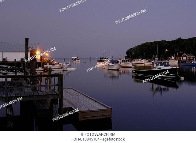 New Harbor, ME, Maine, Pemaquid, fishing harbor, evening