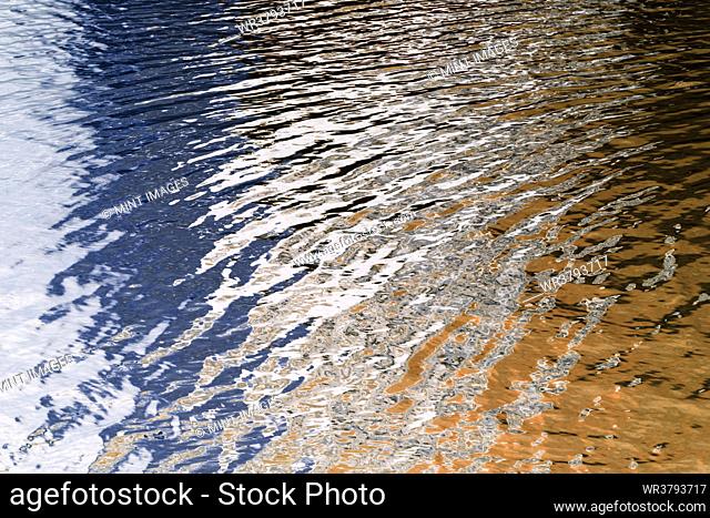 River water surface details, reflections and abstracts, ripples and patterns