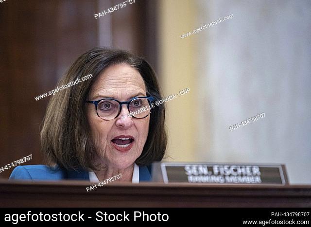 United States Senator Deb Fischer (Republican of Nebraska) at a Senate Rules and Administration meeting to consider S. Res