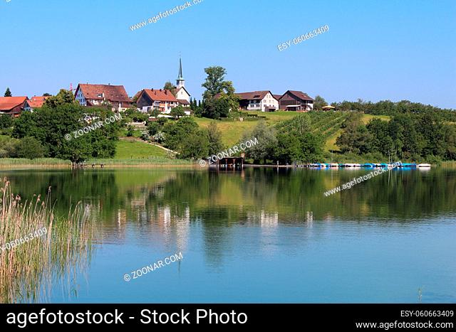 Beautiful little village and lake in Switzerland