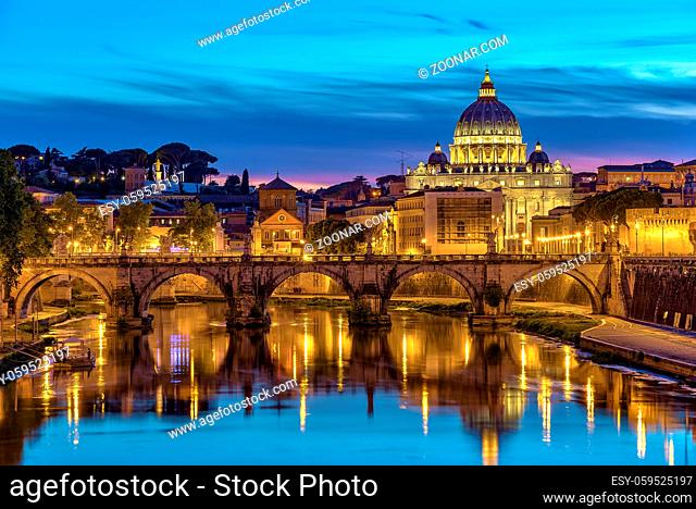 Sunset at Rome with Saint Peter's Basilica, Rome, Italy