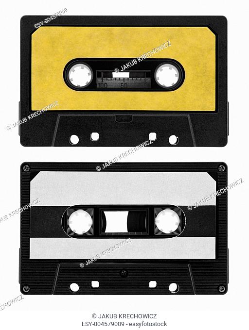 Old cassette tape isolated on white