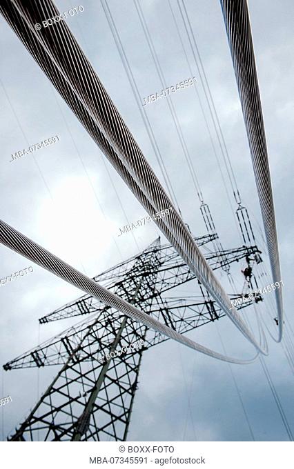 Power pole, high voltage line, 380 kV overhead line