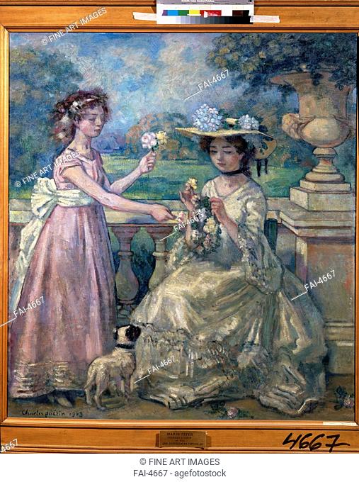 Two girls on a terrace. Guérin, Charles (1875-1939). Oil on canvas. Art Nouveau. 1903. State A. Pushkin Museum of Fine Arts, Moscow. 147x131. Painting
