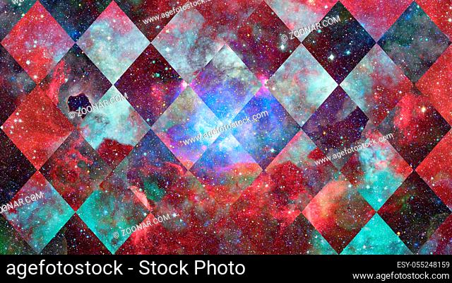 Abstract hipster geometric background with triangles, circles, nebula, stars and galaxy. Elements of this image furnished by NASA