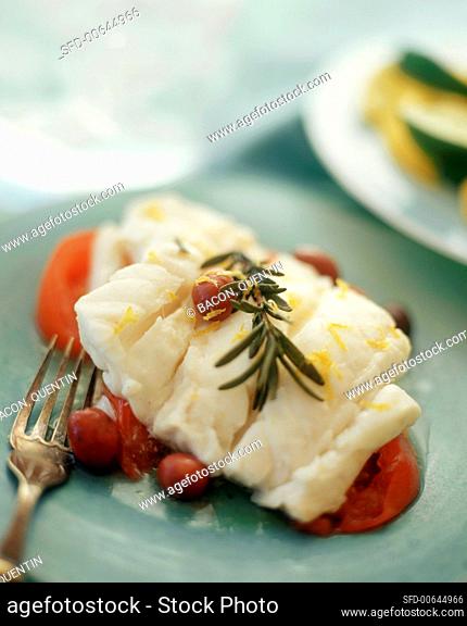 Fish fillet with tomatoes and rosemary