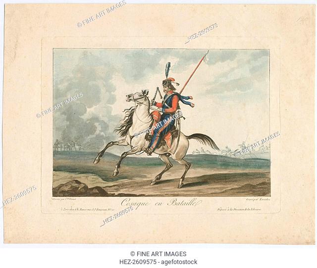 Cossack at the battle, 1815. Artist: Vernet, Carle (1758-1836)