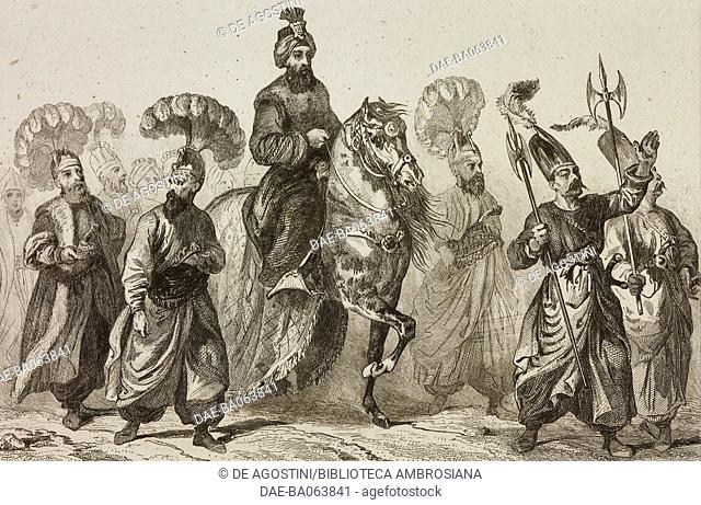 Turkish man going to the mosque (about 1788), Turkey, engraving by Lemaitre, Lalaisse and Chaillot, from Turquie by Joseph Marie Jouannin (1783-1844) and Jules...