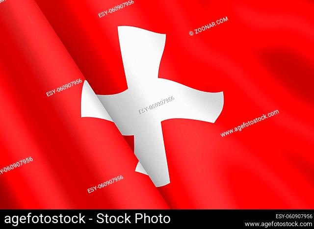 A Switzerland waving flag 3d illustration wind ripple