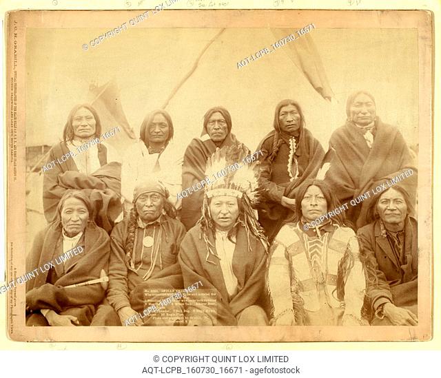 Indian chiefs who counciled with Gen. Miles and setteled [sic] the Indian War -- Standing Bull, Bear Who Looks Back Running [Stands and Looks Back]