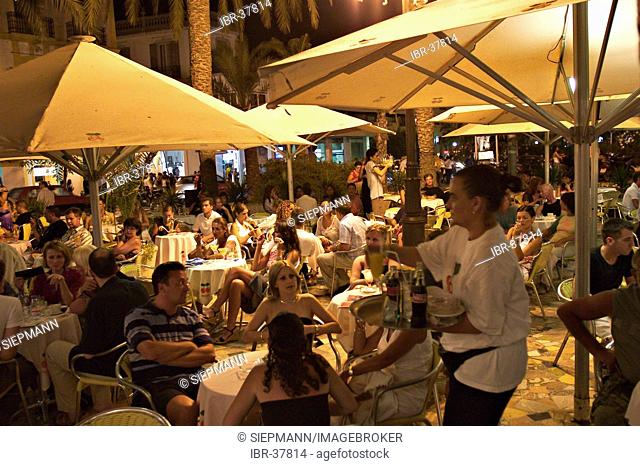 Cafe Mar y Sol at night in Eivissa - capital of Ibiza