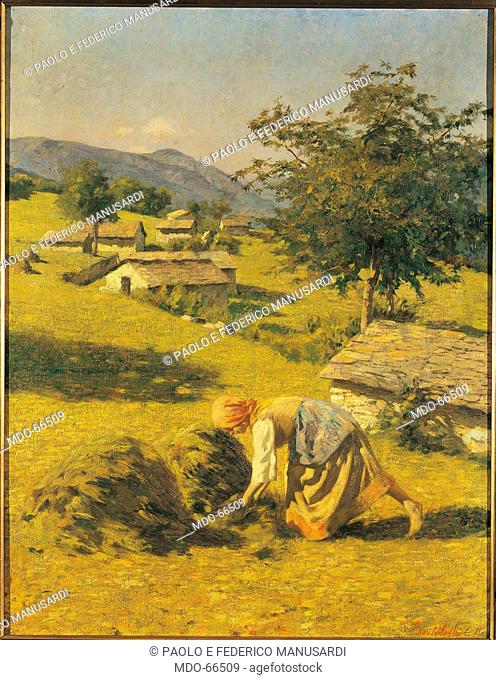 Hay Harvesting, by Cesare Bertolotti, Unknown, oil on canvas, cm 82 x 65. Italy, Lombardy, Brescia, Credito Agrario Bresciano
