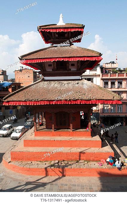 The Maju Deval temple towers over Durbar Square in Kathmandu, Nepal