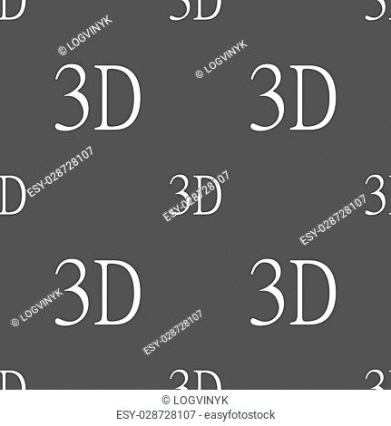 3D sign icon. 3D New technology symbol. Seamless pattern on a gray background. Vector illustration