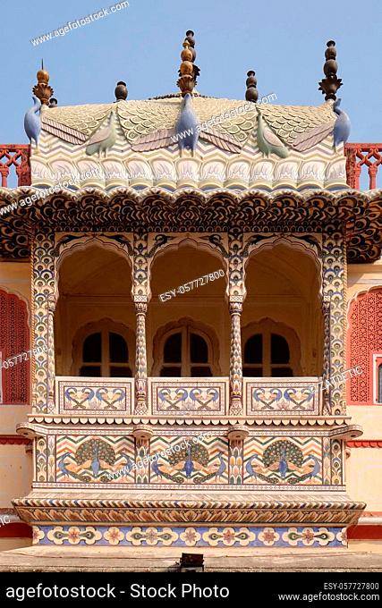 Architectural detail in Jaipur City Palace, Rajasthan, India