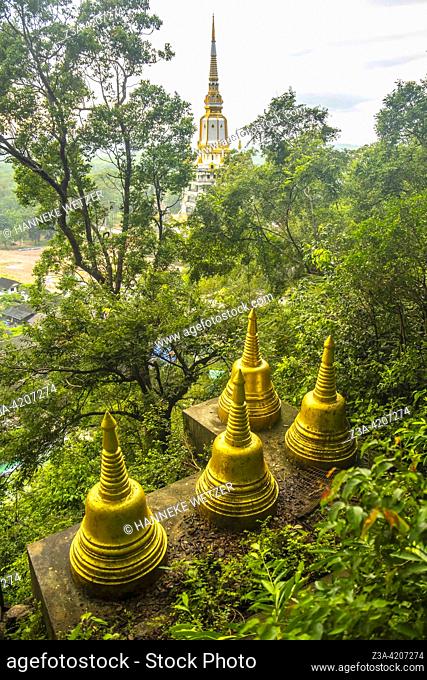 View from the 1260 steps to the Tiger cave Buddhist temple Wat Tham Suea. Krabi, Thailand, Southeast Asia
