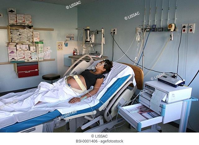 MATERNITY HOSPITAL<BR>Photo essay from hospital.<BR>Woman about to giving birth, with a fetal monitoring