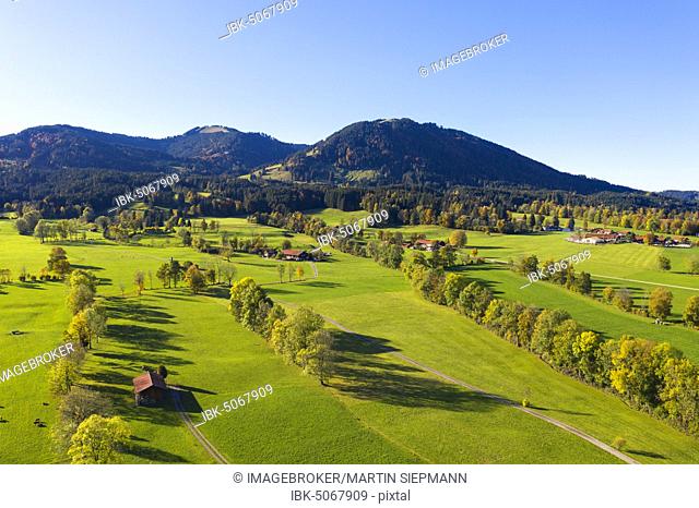 Zwiesel and Heigelkopf, Beindlhof near Wackersberg, Isarwinkel, aerial photo, Upper Bavaria, Bavaria, Germany, Europe
