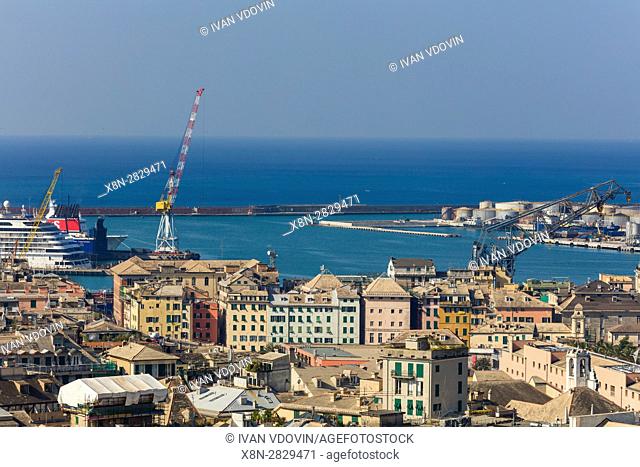 Cityscape from Spaniata Castelletto, Genoa, Liguria, Italy