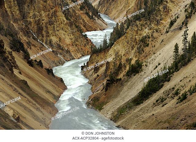 Yellowstone River and Grand Canyon of the Yellowstone. Yellowstone National Park, Wyoming, United States of America