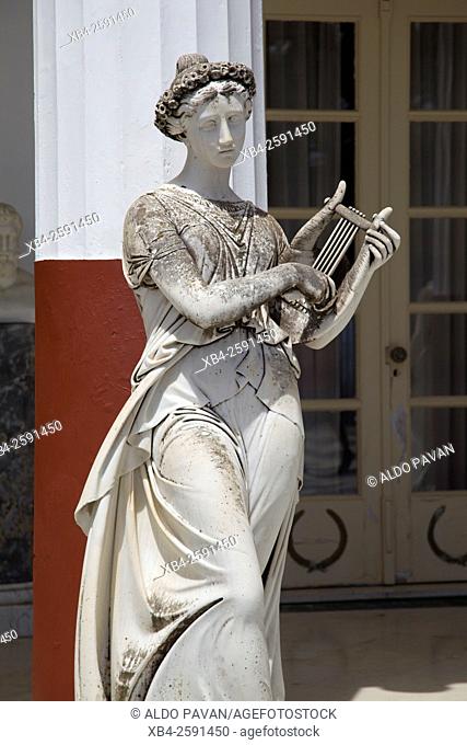 Achilleion, statue oh Terpsichore, muse of the dance, Corfu island, Greece