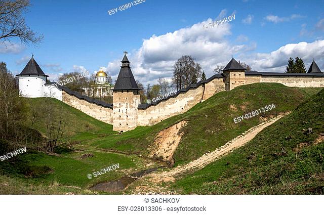 The City Of Pechora. Russia. May 3, 2015: the Holy Dormition Pskov-caves monastery