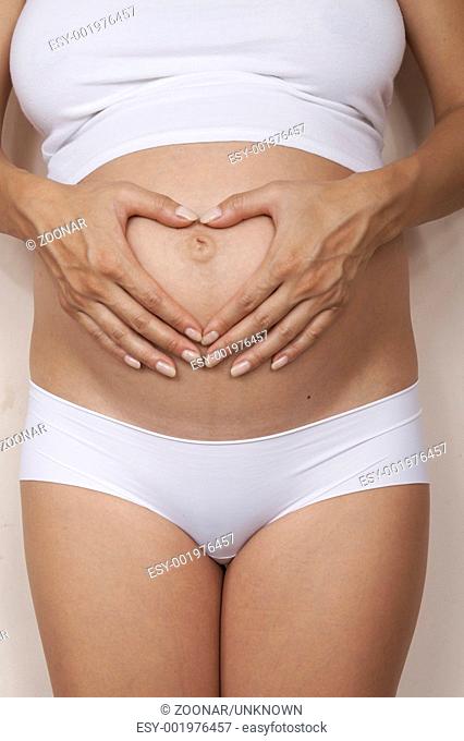 Pregnancy, stomach, heart, girl wait a baby