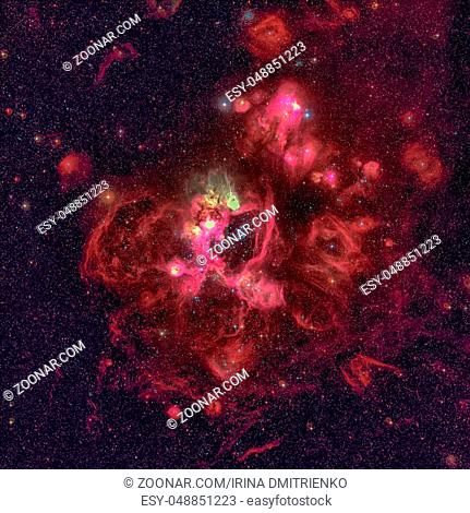 Star-forming region in the super star cluster in the Large Magellanic Cloud. Retouched colored image. Elements of this image furnished by NASA