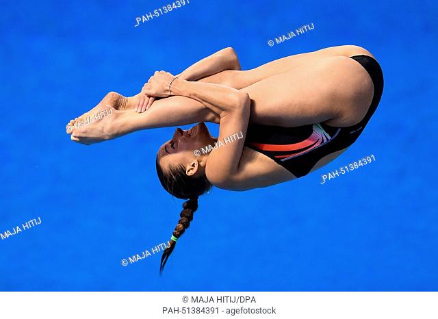 Tania Cagnotto of Italy competes at the women's diving 3m springboard final at the 32nd LEN European Swimming Championships 2014 at the Velodrom in Berlin