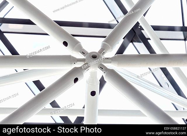 Abstract white steel constuction of a roof