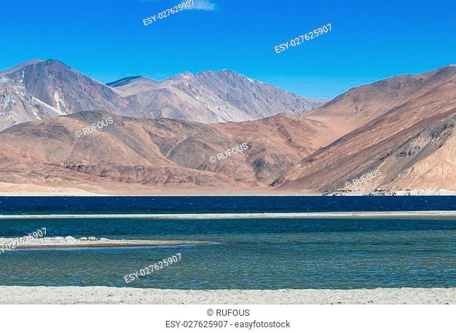 Pangong Lake, is an endorheic lake (closed lake) in the Himalayas situated at a height of about 4, 350 m (14, 270 ft)